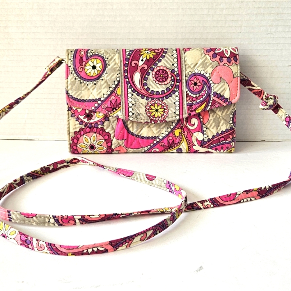 Vera Bradley Pink Paisley Crossbody Wallet